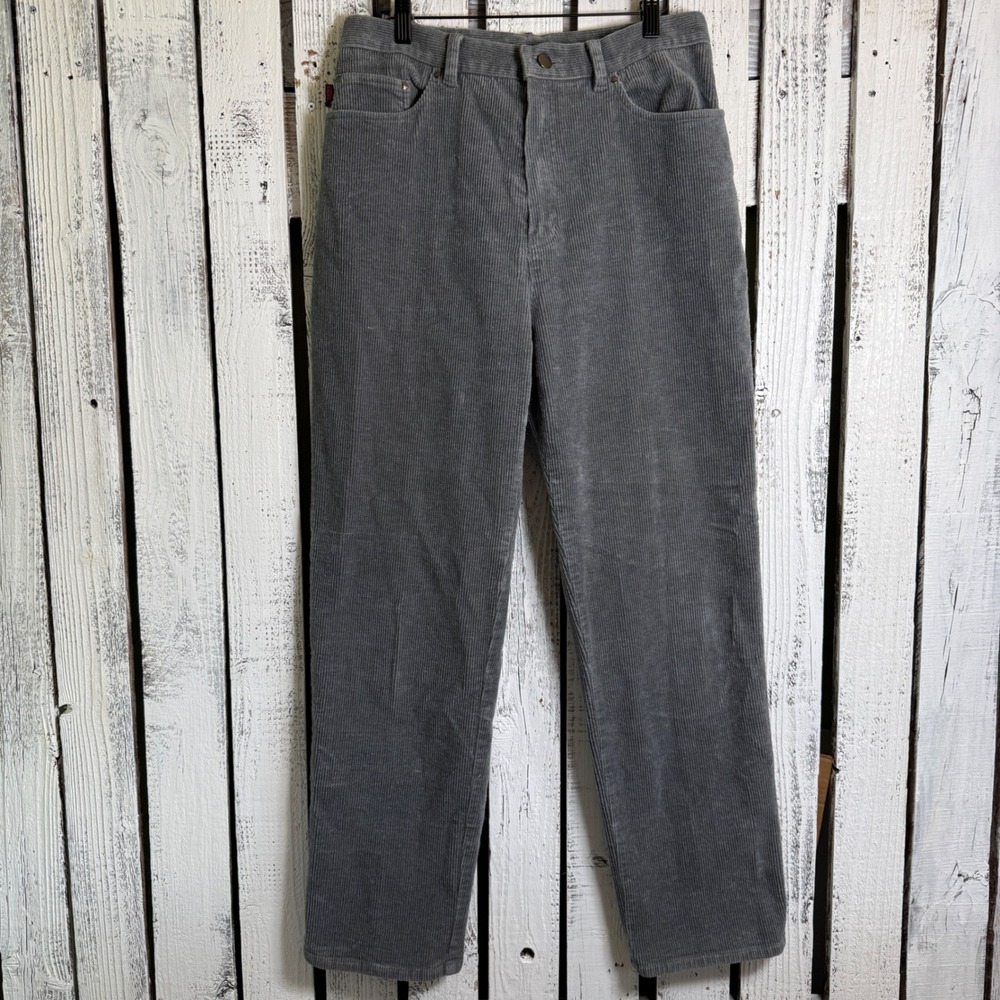 VTG Y2K Lauren Jeans Co Ralph Gray Corduroy Pants Size 14 High Rise Straight Leg